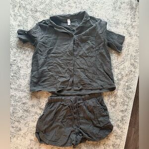 Target Charcoal Button-Up Shirt and Shorts Set